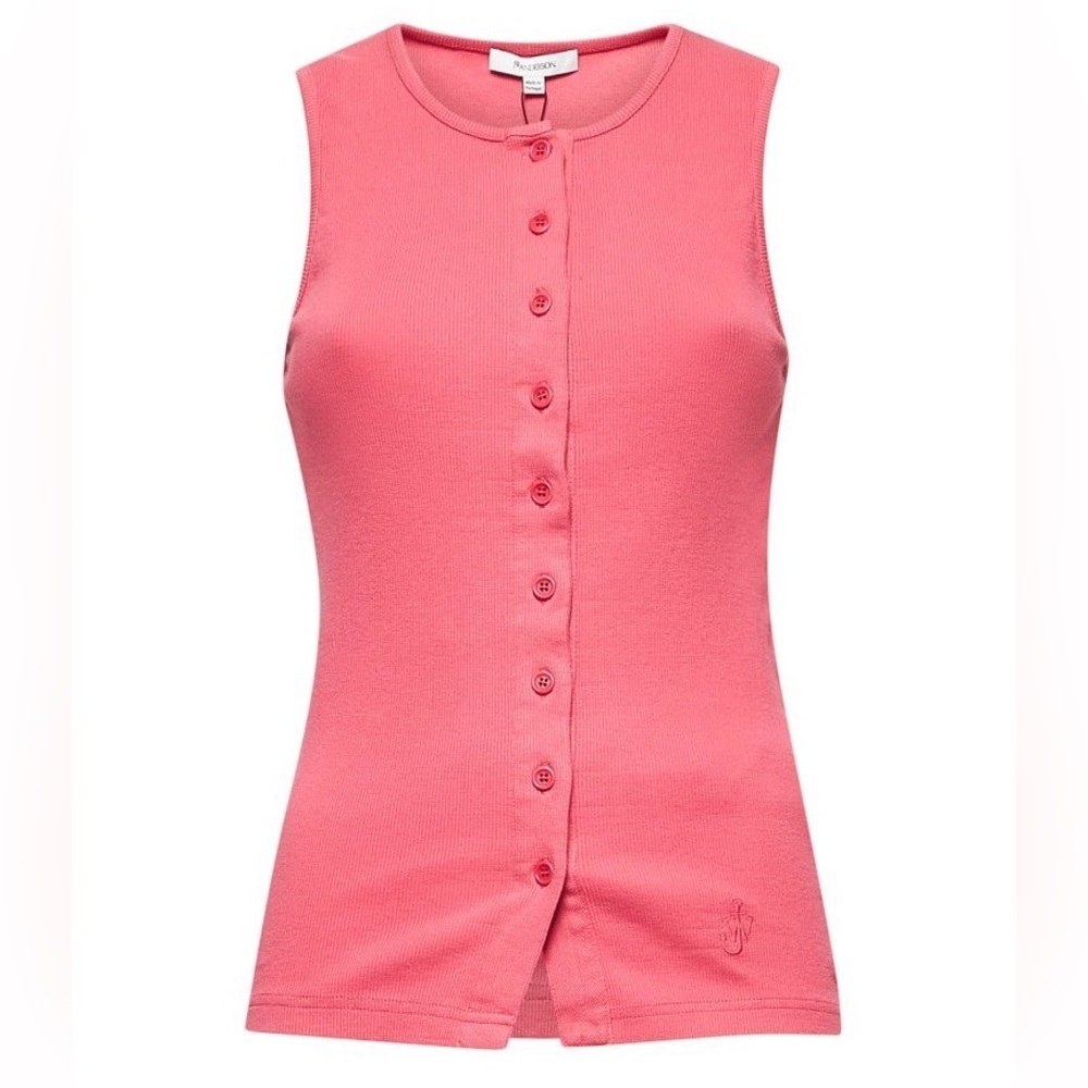 Jw Anderson Logo Embroidered Knit Top In Bubblegum Size: Large